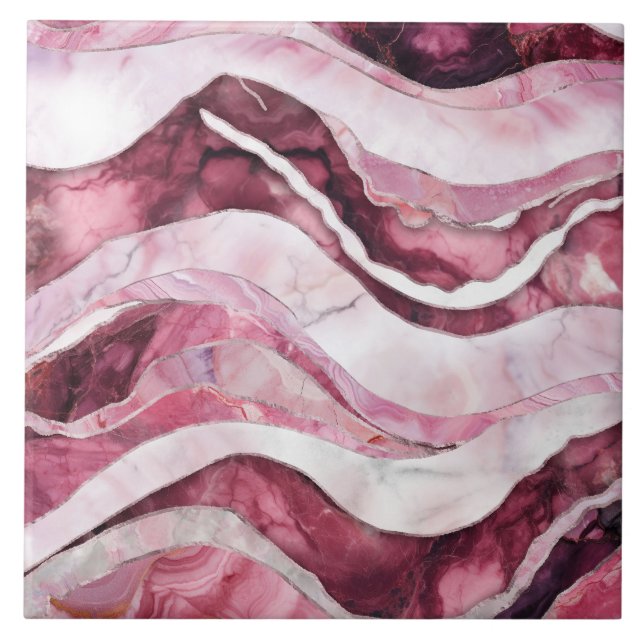 Vågar - Rosa Marble Abstrakt Kakelplatta (Framsidan)