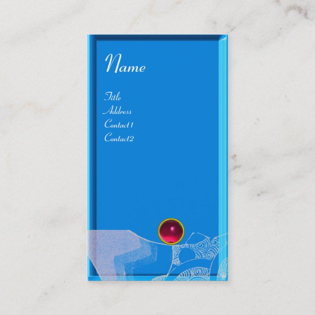 VÅGAR RUBY MONOGRAM,rosa röd blåvit Visitkort (Framsida)