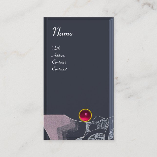 VÅGAR RUBY MONOGRAM,rosa röd svart grått Visitkort (Framsida)