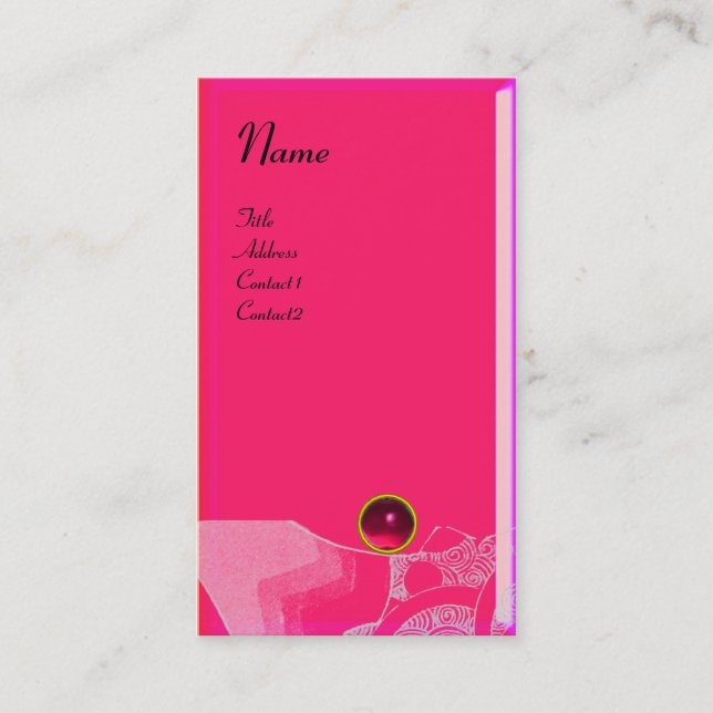 VÅGAR RUBY MONOGRAM,rosa röd svart Visitkort (Framsida)