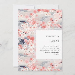 Vågar Sakura Blommar Modern Bröllop Inbjudningar
