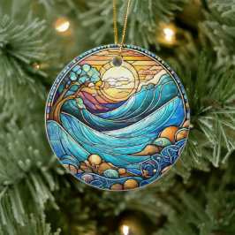 Vågar Sjö keramiskt dekorativt glasaktigt utseende Julgransprydnad Keramik