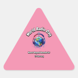 Vågar utanför gränserna. Världsradiodagen. T-Shirt Triangelformat Klistermärke
