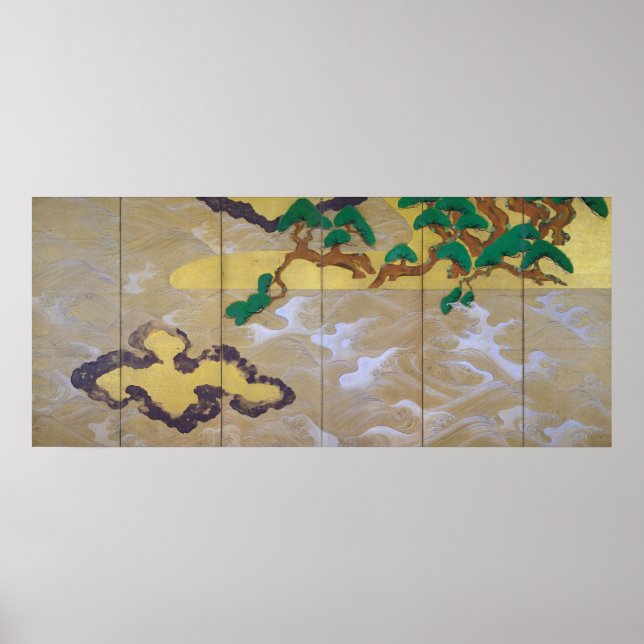 Vågar vid Matsushima (Höger), Tawaraya Sotatsu Poster (Framsidan)