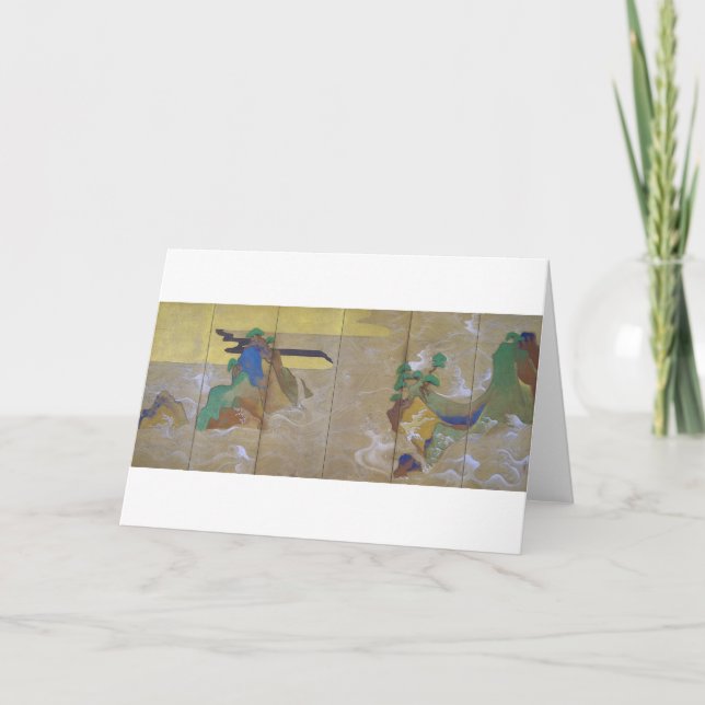 Vågar vid Matsushima (Lämnat), Tawaraya Sotatsu Kort (Framsida)