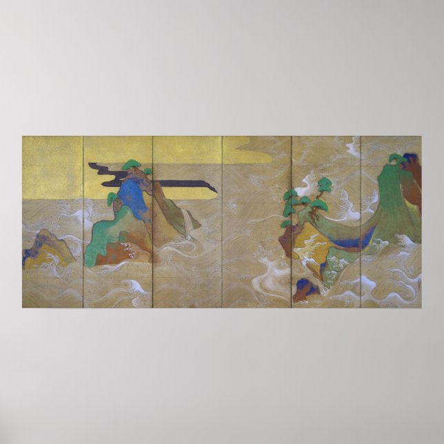 Vågar vid Matsushima (Lämnat), Tawaraya Sotatsu Poster (Framsidan)