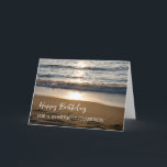 Vågar vid Sunset Beach Grandson Birthday Kort<br><div class="desc">Födelsedagskort för barnson med ett vackert foto av vågarna som kraschar på stranden vid solnedgången och tankfull vers.</div>