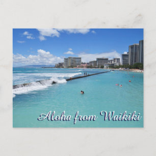 Vågar Waikiki Beach Honolulu Hawaii Stilla havet Vykort