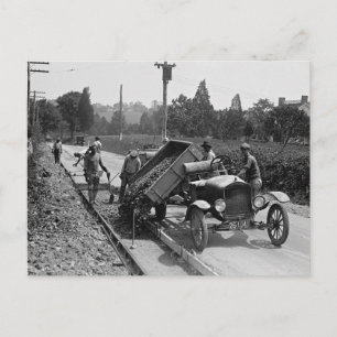 Vägarbetare på jobbet, 1925 vykort