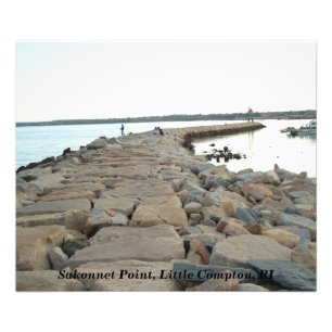 Vågbrytaren Sakonnet pekar, lite Compton, RI Fototryck