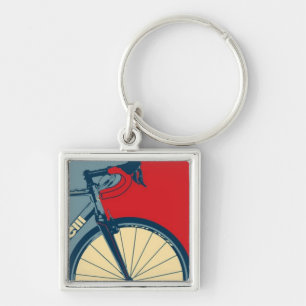 Vägcykelkeychain Fyrkantig Silverfärgad Nyckelring