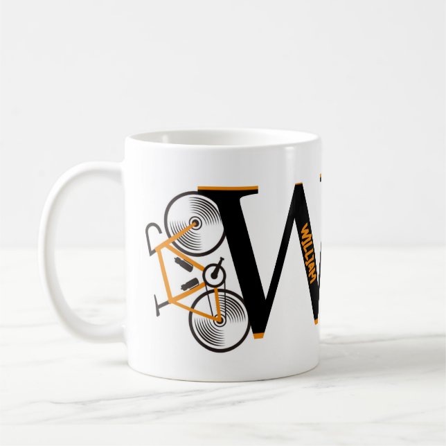 Vägcykling brev namn kaffemugg (Vänster)
