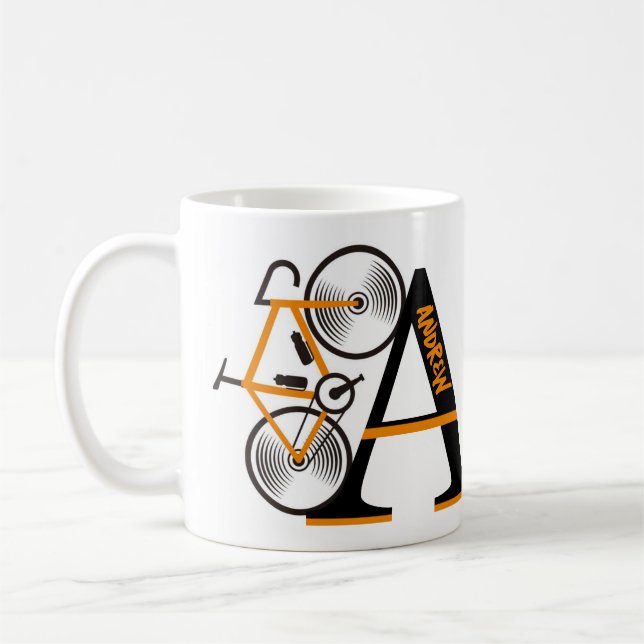Vägcykling brev namn kaffemugg (Vänster)