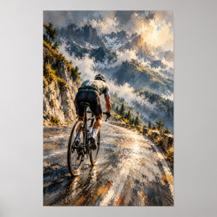 Vägcykling Väggkonst – Alpin Nedstigning Pa