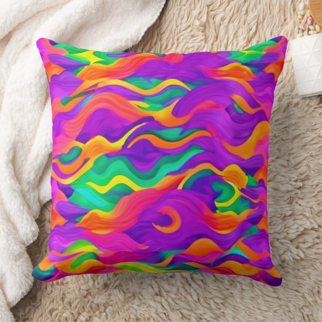 Vågdesign för färgstark Abstrakt Kudde (Filt)