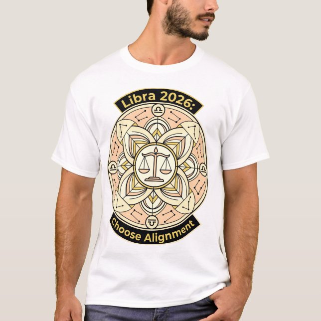Vågen 2026 Zodiak Vågskål Mandala – Balans & Harmo T Shirt (Framsida)