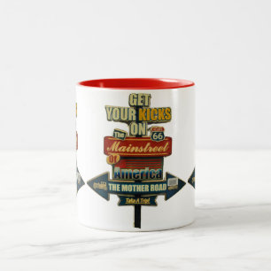 ***VÄGEN 66 MUGG*** LEGENDÄRA HÖGVÄG Två-Tonad MUGG
