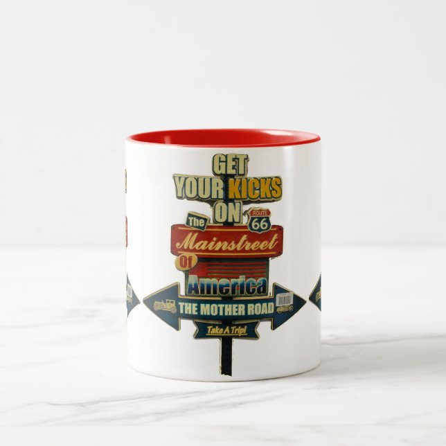 ***VÄGEN 66 MUGG*** LEGENDÄRA HÖGVÄG Två-Tonad MUGG (Center)