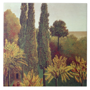 Vägen i buttesna Chaumont parkerar, Paris, 1908 Kakelplatta