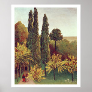 Vägen i buttesna Chaumont parkerar, Paris, 1908 Poster