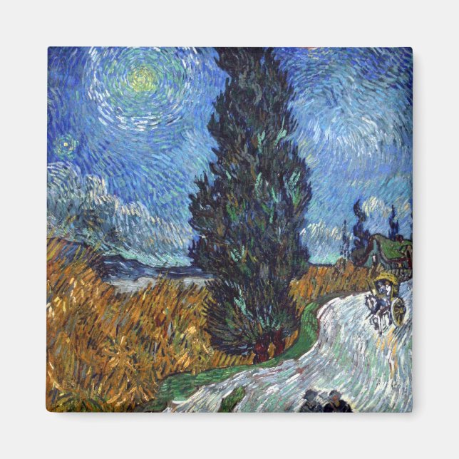 Vägen land i Provence under natten av van Gogh Magnet (Framsidan)