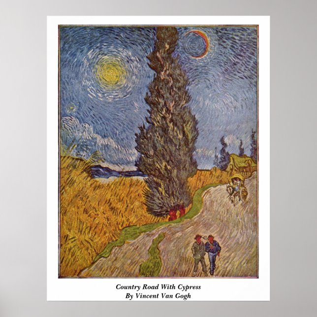 Vägen land med cypress av Vincent Van Gogh Poster (Framsidan)