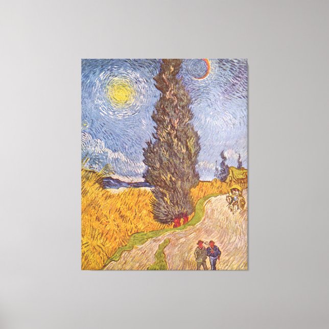 Vägen land med cypress Vincent van Gogh Canvastryck (Framsida)