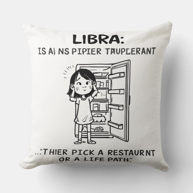 Vågen Obeslutsam Väljer En Restaurang Rolig Zodiak Kudde (Framsida)