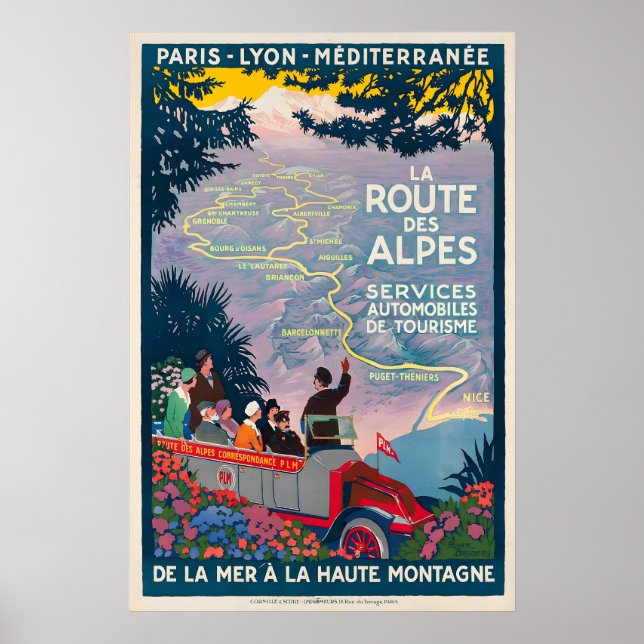 Vägen till Alperna Bil Turismtjänster Från den Poster (Framsidan)