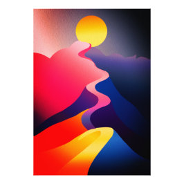 Vägen till solen – Levande abstrakt berg Fototryck