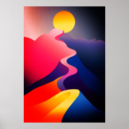 Vägen till solen – Levande abstrakt berg Poster