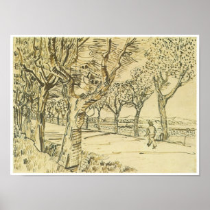 Vägen till Tarascon med en man Walking, Van Gogh Poster
