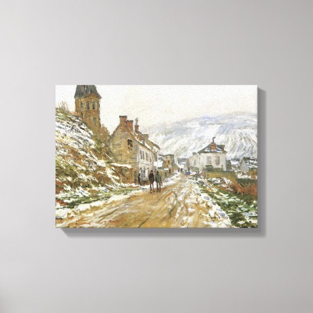 Vägen till Vetheuil i Winter av Monet Wrapped Ca Canvastryck (Framsida)