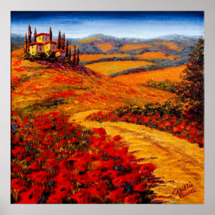 Vägen Toscana Vår till Villa Poster