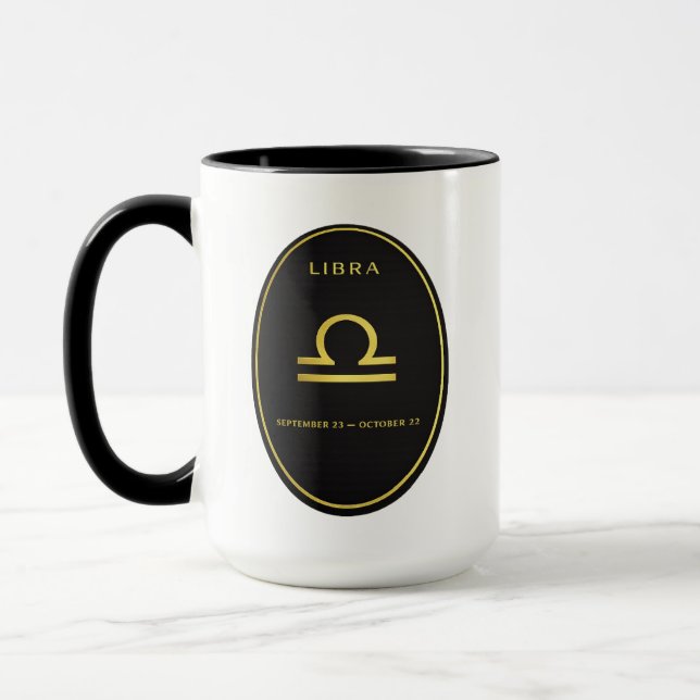 Vågen Zodiac Guld Oval Emblem Mugg | Lyx Astrologi (Vänster)
