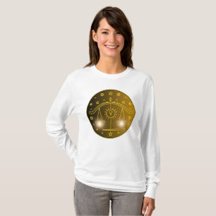 Vågen Zodiak Emblem Minimalt Celest Symbol T Shirt