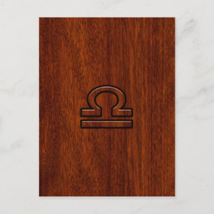 Vågen Zodiak Symbol på mahogny stil tryck Vykort