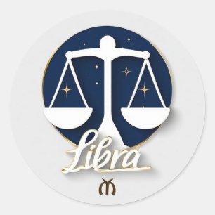 ⚖️ Vågen Zodiaksvågor Balanssymbol Minimal Runt Klistermärke