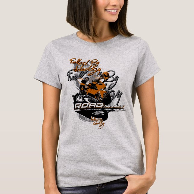Vägens krigare, driven av ideologi, motorcykel t shirt (Framsida)