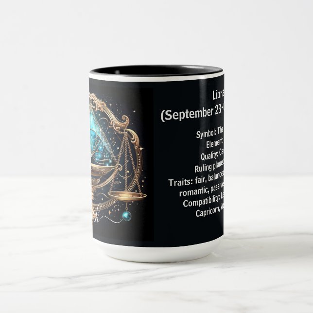Vågens Zodiakalkonst för 23 september–22 oktober Mugg (Center)