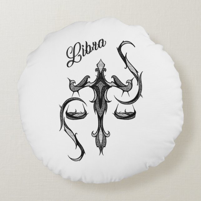 Vågens zodiakussymbol rund kudde (Baksidan)