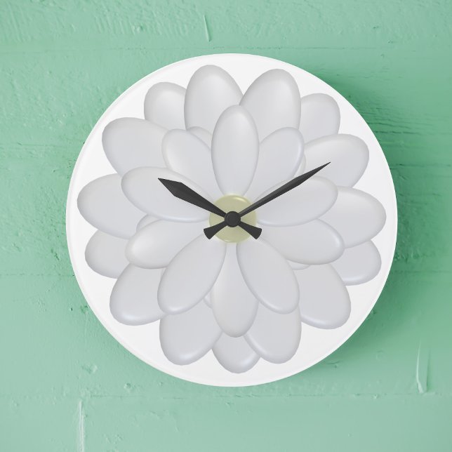 Väger-lås för modern vit Daisy Blommigt Stor Klocka (A large white daisy clock just for you)