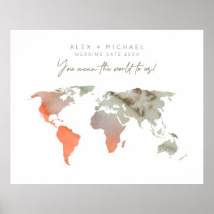 Vågfärgsvärldskarta för Sand/Orange Poster Guest B