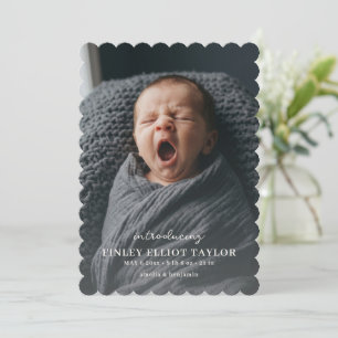 Vågformad skript Baby Foto Nyfödd Födelsestatistik Meddelande