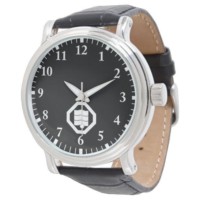 Vågformade Kanji-tecken för tre i Oshiki Armbandsur (Vinklad)