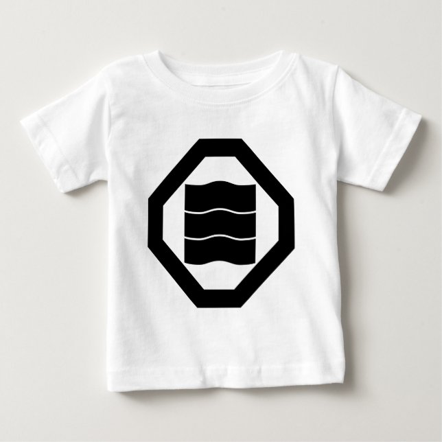 Vågformade Kanji-tecken för tre i Oshiki Tee (Framsida)