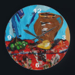 Vägg Clok för konst för CollagekonstStillLife<br><div class="desc">Coolan konst för vallmocolorfullcollage tar tid på.</div>