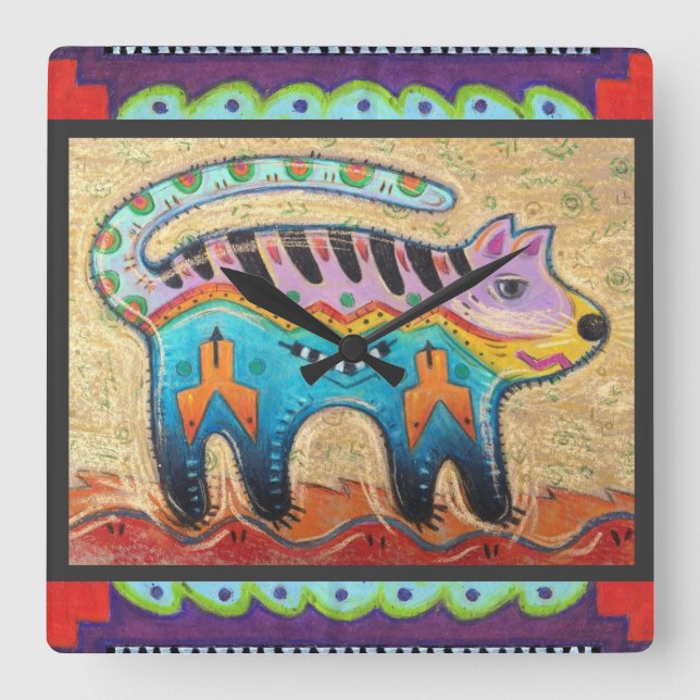 vägg+konst som är katy+bratun marookat fyrkantig klocka (Framsida)