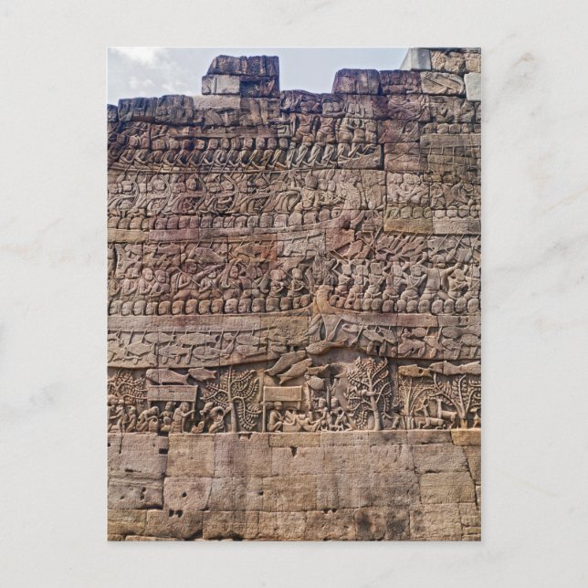 Vägg som snider konstplatsen, Bayon tempel, Siem Vykort (Framsida)