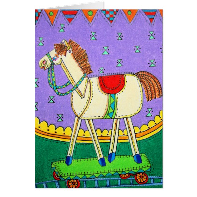 Vagga hästen hälsningskort (Framsidan)